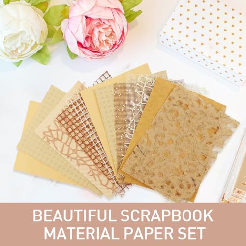 Image of HASTHIP 16Pcs Textured Scrapbook Paper, 10x14cm Scrapbooking Materials Paper for Journaling, Card Making & DIY Crafts, Perfect Gift for Craft Lovers, Brown