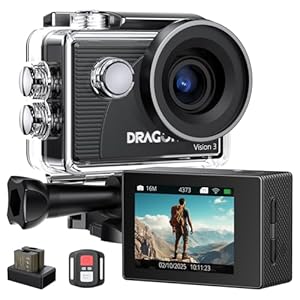 Dragon Touch Action Camera 4K 20MP 30FPS 100FT Waterproof Underwater Camera 170° Wide Angle WiFi Sports Cam with Remote 2 Batteries and Mounting Accessories Kit