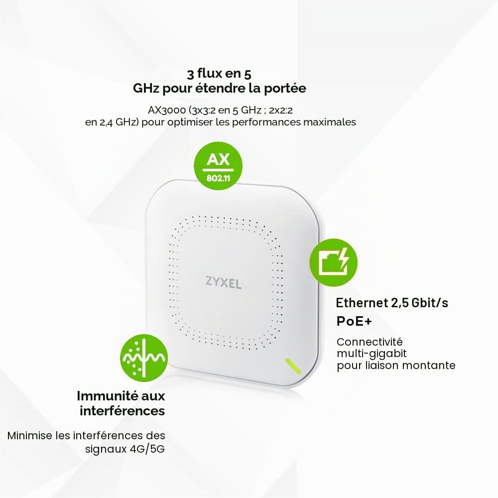 Zyxel NWA50AX Pro Point d'Accès WiFi 6 AX3000 Multi-Gig PoE 2.5 G MU-MIMO