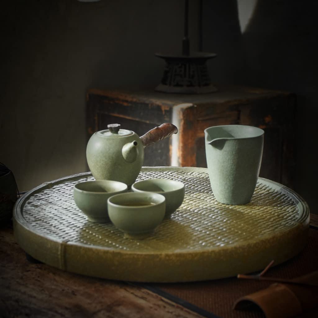 Bandeja de cerámica con Drenaje para Mesa de té Kung Fu, Ideal para almacenar Agua (Gris, 36 x 36 x 4,3 cm)