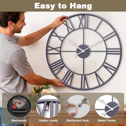 Reloj de pared grande de 20 pulgadas, moderno y silencioso miniatura 4