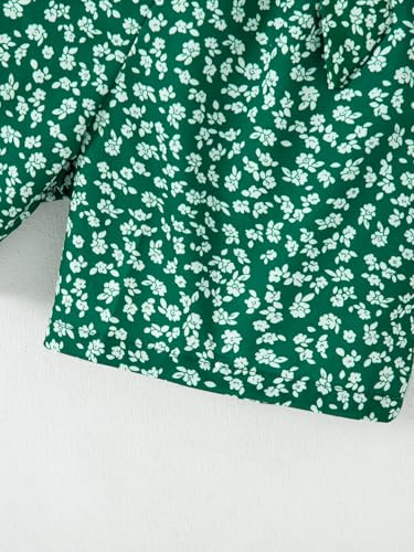 Image of Girls 2 Piece Outfits Summer Clothes Ruffle Short Sleeve Shirts Top and High Waist Floral Shorts Set with Belt