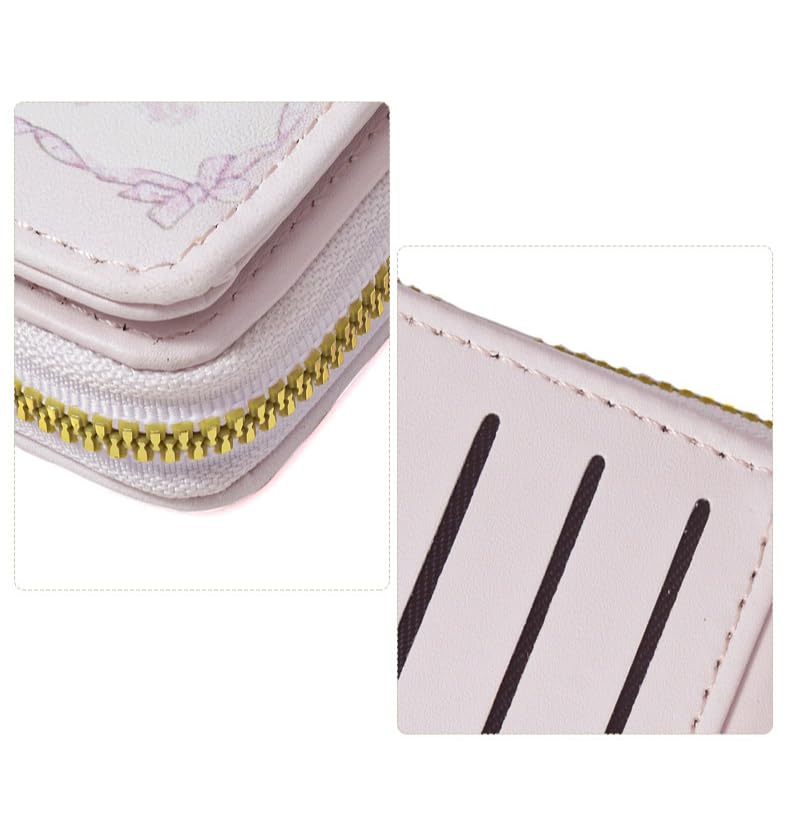 Cute Wallet Girls Wallet Coquette Stuff, Coquette Trifold Trendy Wallet Y2k Aesthetic Card Holder Short Purse Card Cases (Bunny)4