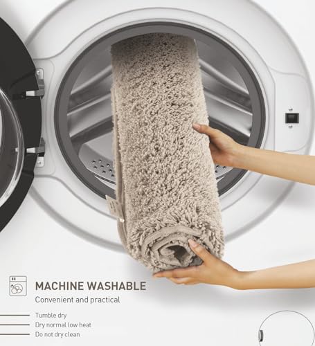 Image of Obsessions Ultra-Absorbent Quick-Dry Bath Mat | 1400 GSM Polyester | Soft, Non-Slip & Fast-Drying Bathroom Rug for Safety & Comfort | 40 x 60 cm | Taupe