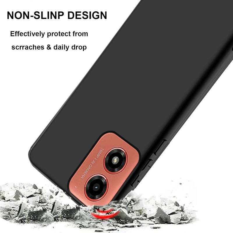 Image of FitSmart Shockproof Silicon Flexible Back Cover for Motorola Moto G04s (6.56 inch) - Black