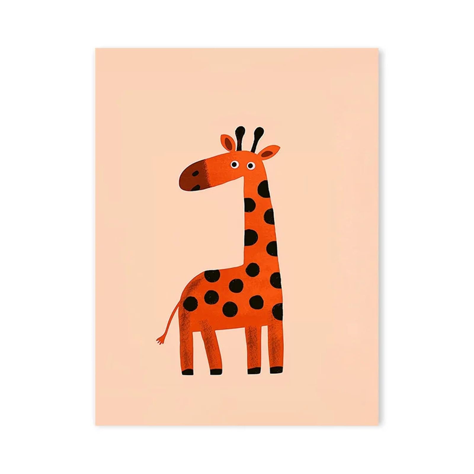 Graiting 1pc Cute Cartoon Giraffe Lion Panda Poster Kindergarten Into The Classroom Field Nursery Room Canvas Wall Art(09,15x20cm No Frame)