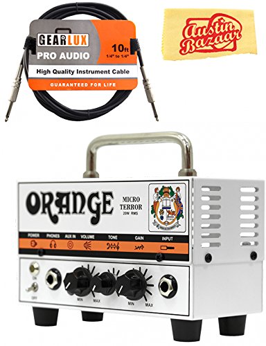 Orange MT20 Micro Terror 20-Watt Mini Guitar Amplifier Head Bundle with Instrument Cable