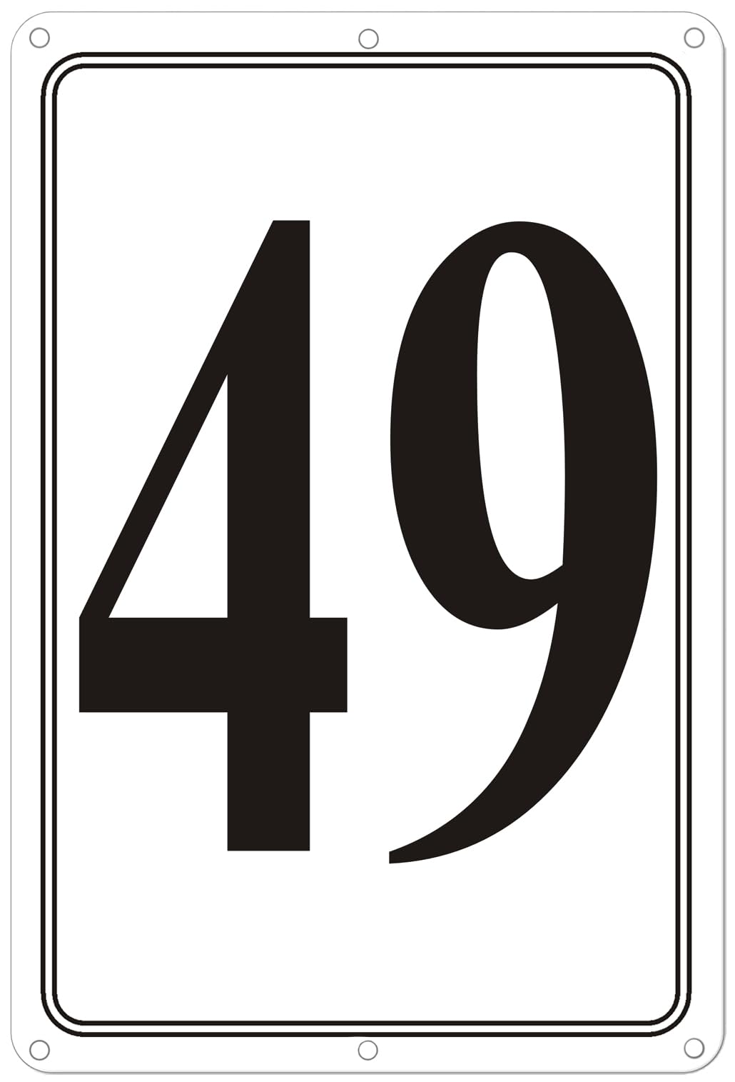 Premium Aluminum Number Signs 49, Metal 12" X 8" Numbered Signs Outdoor for Parking Lots, Floor, Dock, Court, Aisle, Field, High Visibility, No Fade, Weather-resistant