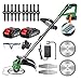 Akku Rasentrimmer mit Akku und Ladegerät 24V Freischneider Akku 3 in 1 Elektro Motorsense Elektrisch mit Messer 90-120cm Teleskopstab 90° Drehbarer für Garden, Rasen, Dornbusch Trimmen,Green