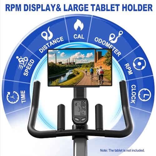 FYSIQ Hometrainerfiets met 300 WATT Weerstandsmoment, 4-voudig volledig verstelbare Ergometer Hometrainerfiets, Indoor Fitnessfietsen met RPM-weergave, Grote Tablethouder, belastbaar tot 150KG - Afbeelding 4