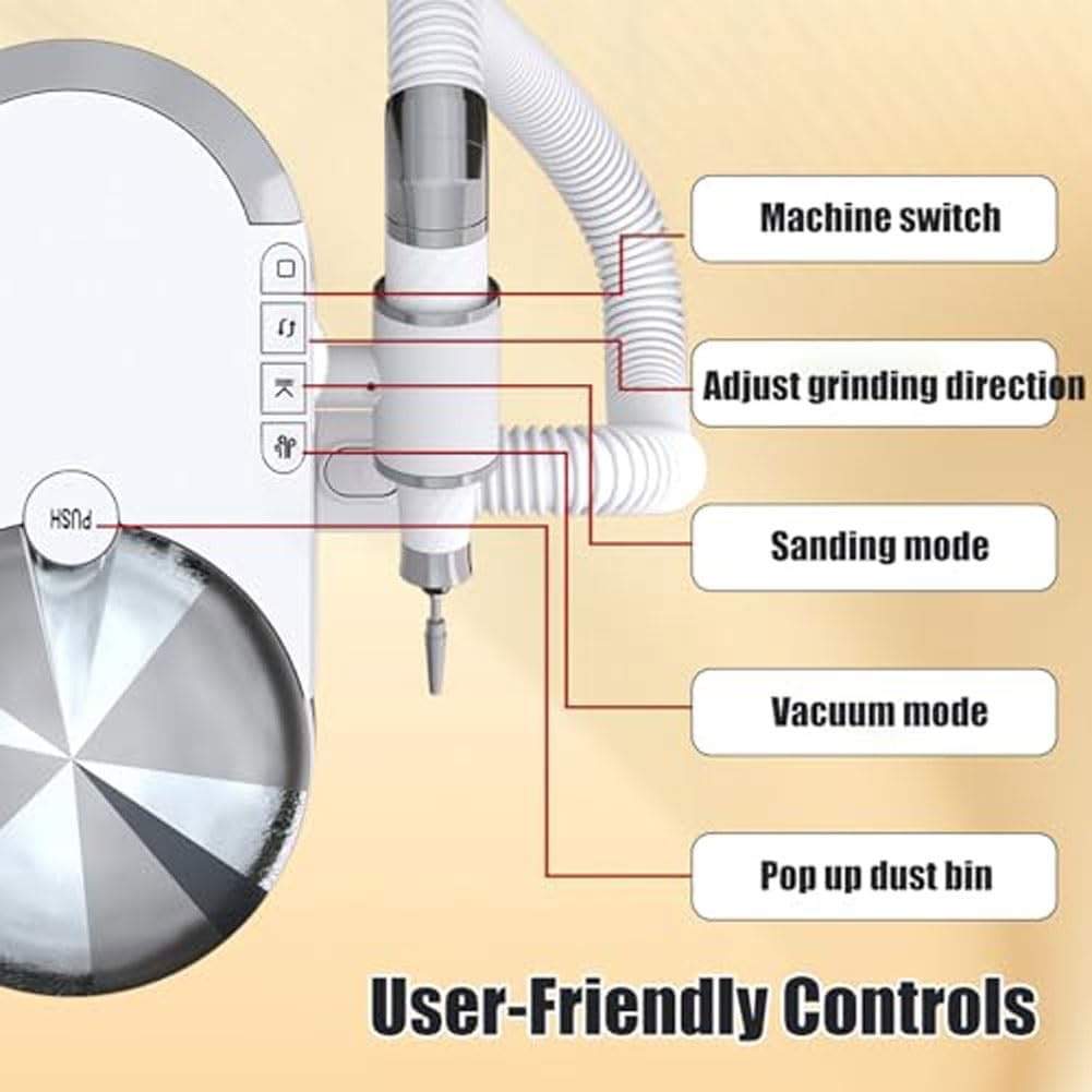 Commercial Nail Vacuum Cleaner,200W Electric Vacuum Cleaner And Nail Drilling Tool with Washable Filter,Large Suction Grinding Nail Dust Filter,Nail Dust Collector,for Nail Art and Manicure
