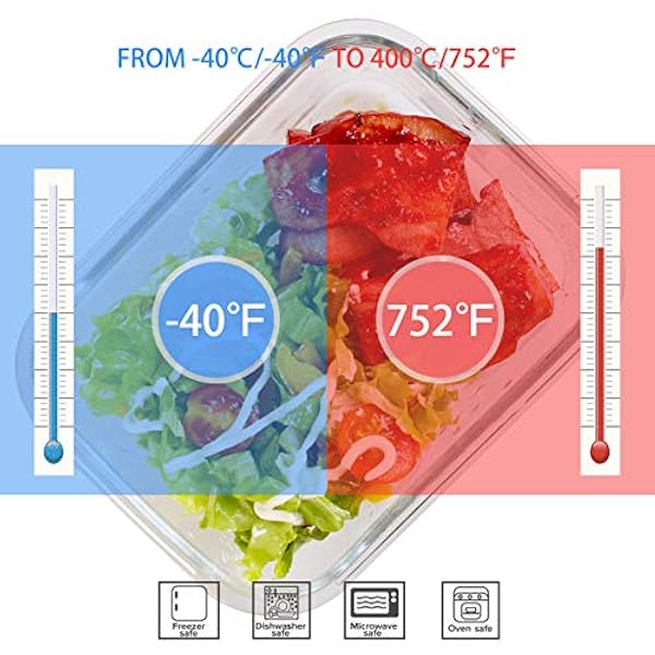 Recipientes de vidrio para guardar alimentos - Fiambreras de cristal para preparar comidas, con tapa, sin BPA y a prueba de fugas, 9 tapas y 9 recipientes