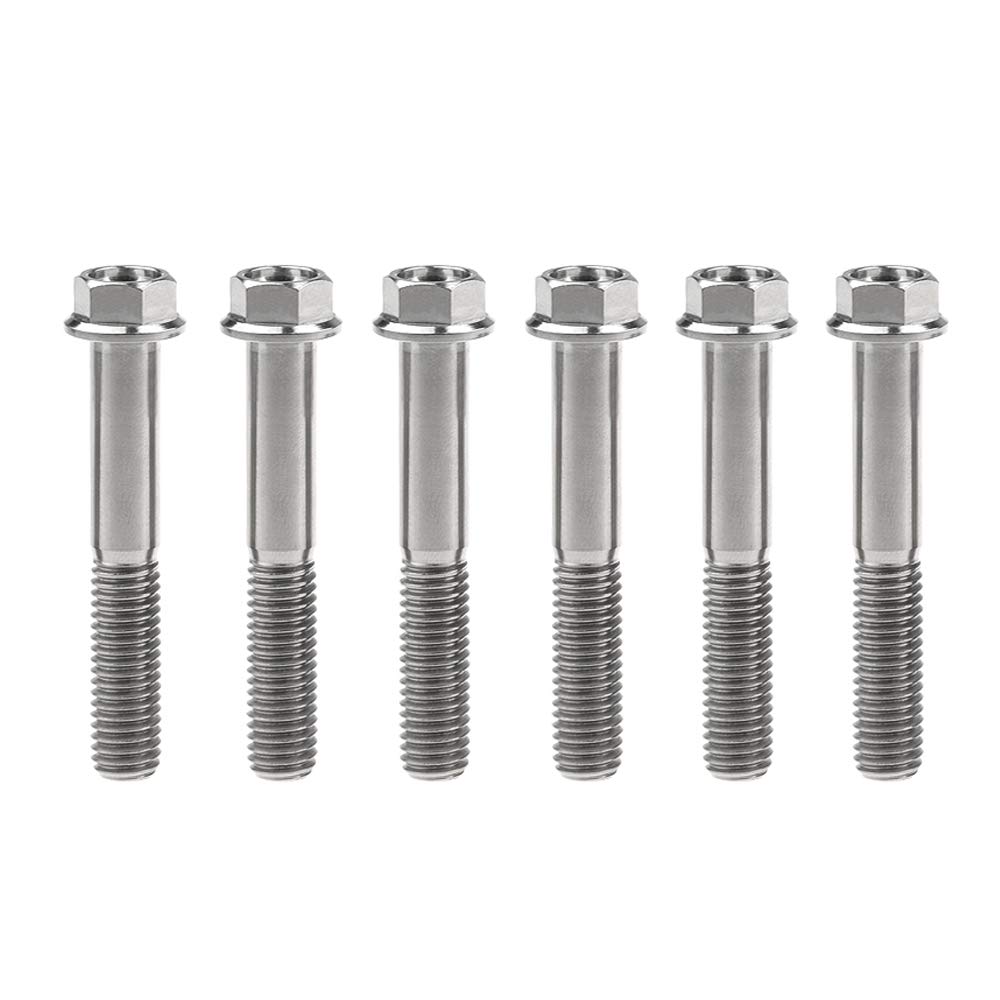 DWAMMEBRS M8x15-65mm Flange Hex Head Screws Pich 1.25mm Pack of 6 for Motorcycle Bike Parts(Titanium,M8x45mm)