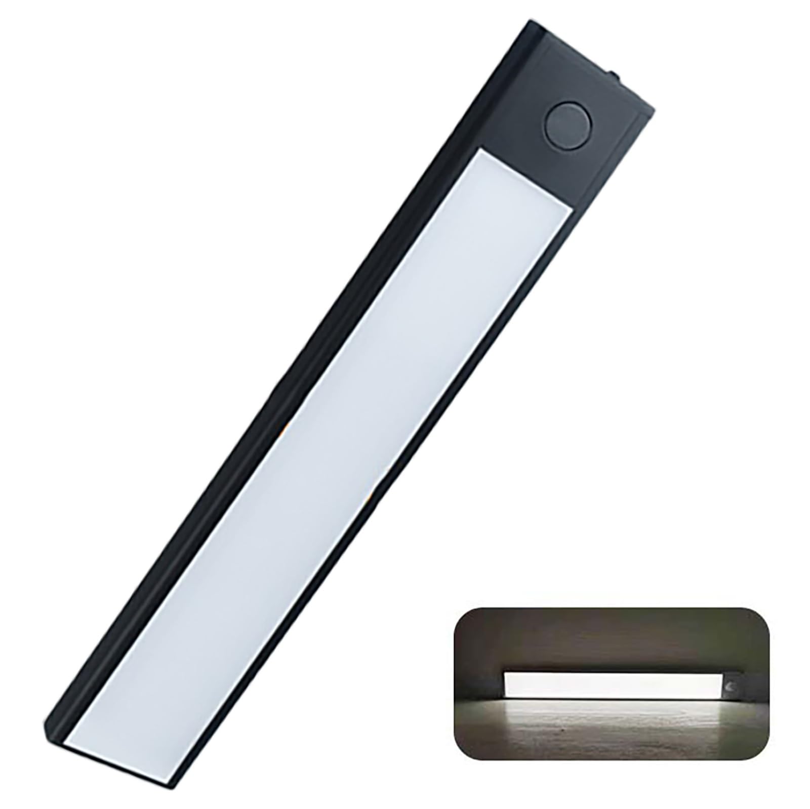 USB Rechargeable Sensor Led Lights, White 6000k light LED Cupboard Lights 5-8CM Sensing distance, Portable LED Under Cabinet Lighting, Magnetic Strip Stick-on Bedroom Garages Wardrobe ( Color : Black