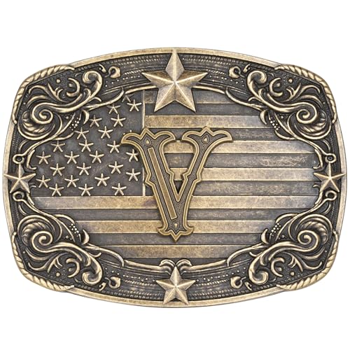 Image of Western Belt Buckle for Men Women Initial Letter A to Z Cowboy Belt Buckle Texas Buckle hebillas vaqueras para hombre