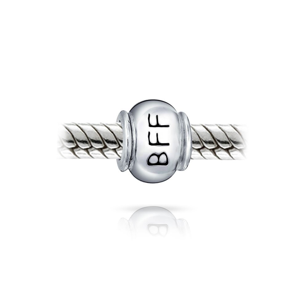 Set di Due Vincitori Primo Posto Numero Uno Parola #1 & Migliori Amici per Sempre BFF Ciondolo Perline Per Donne Per Adolescenti Argento Sterling .925 Ossidato Adatto a Bracciale Europeo