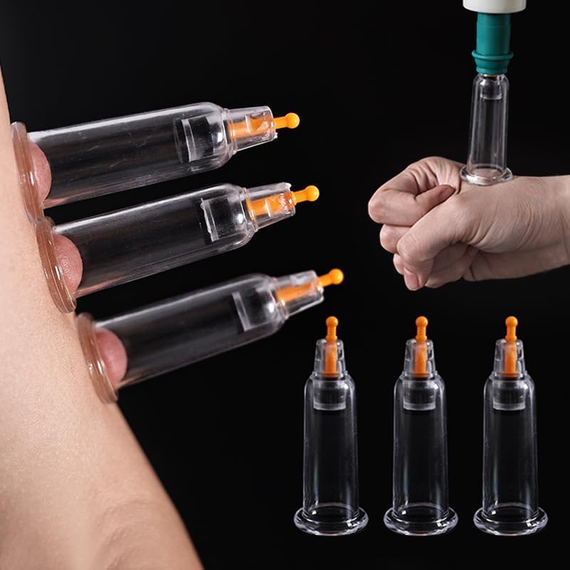 Manual Air Pump Vacuum Cupping Set, 1 Hand Pump + 3 Small Transparent Cups, Home Cupping Massage Tool for Full Body Use
