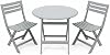 Alivio 3-Piece Folding Bistro Table and Chairs Set, Foldable Space-Saving Patio Furniture Set with Round Table and 2 Chairs, Durable Indoor Outdoor Balcony Garden Cafe Dining Set (Grey)