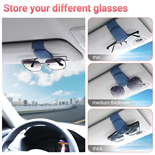 Kansmart Sunglass Holder For Car Visor Sunglasses Clip Magnetic Leather Glasses Eyeglass Holder Truck Car Interior Accessories Universal For Woman Man -Blue #TOP2