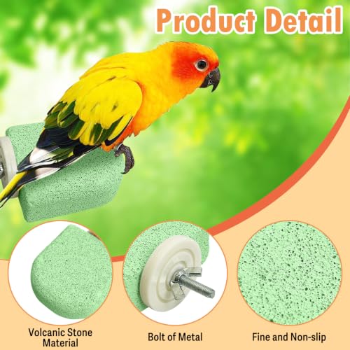 Image of PINVNBY 4 PCS Bird Perch Stands Parrot Calcium Perch Beak Grinding Stone Foot Claws Trimmer Parakeet Platform Parrot Chewing Toys for Small Medium Cockatiel Conure Lovebird Finch(Green)