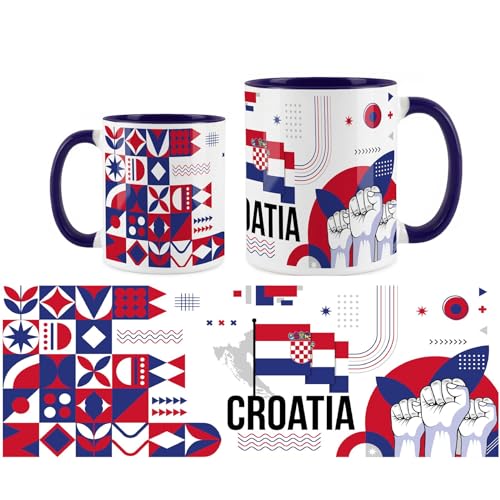 Purely Home Croatia Mug - European Travel Holiday Tea/Coffee Gift Ceramic Navy Blue Cup