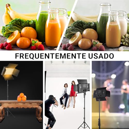Kit Completo Iluminação de Luz LED Com Tripé, Luz de vídeo 3200-5500K CRI 96+ Luz regulável