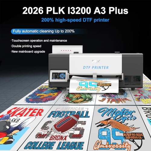 Image of PLK DTF Printer A3,i3200 Printhead,Commercial Printer,Double-Speed Than XP600 /L1800,Auto-Clean,Dual White Ink System,Apparel Printing,Gift Ink 2 Year