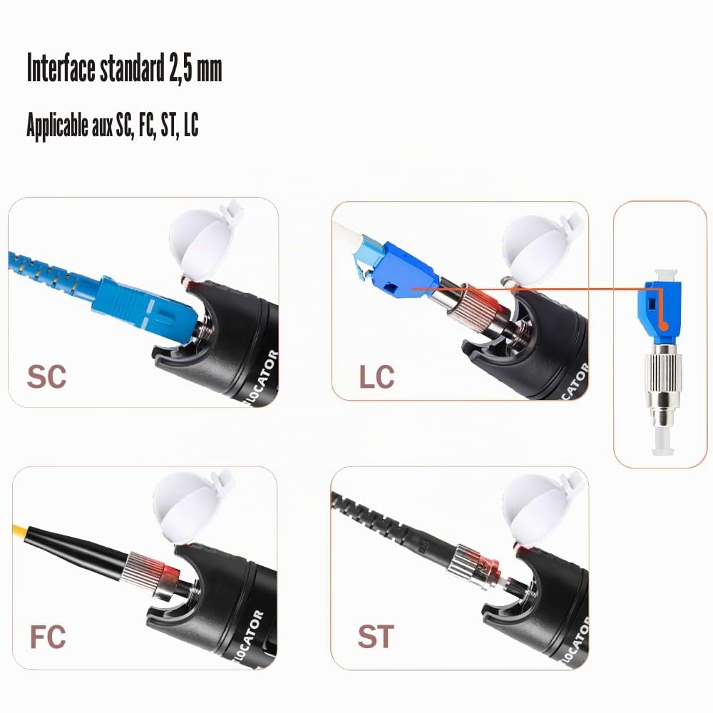 Localisateur visuel de défauts 80mW, FTTH Testeur de Fibre Optique, Stylo de Fibre Optique avec Adaptateur FC-LC pour L'Ingénierie fibre optique