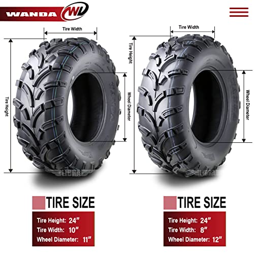 Image of WANDA Set 4 ATV /UTV Tires 24x8-12 Front & 24x10-11 Rear /6PR P373...