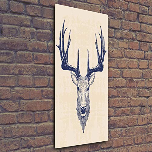 Déco mural derrière le plastique : tableau cerf beige lavable - 3