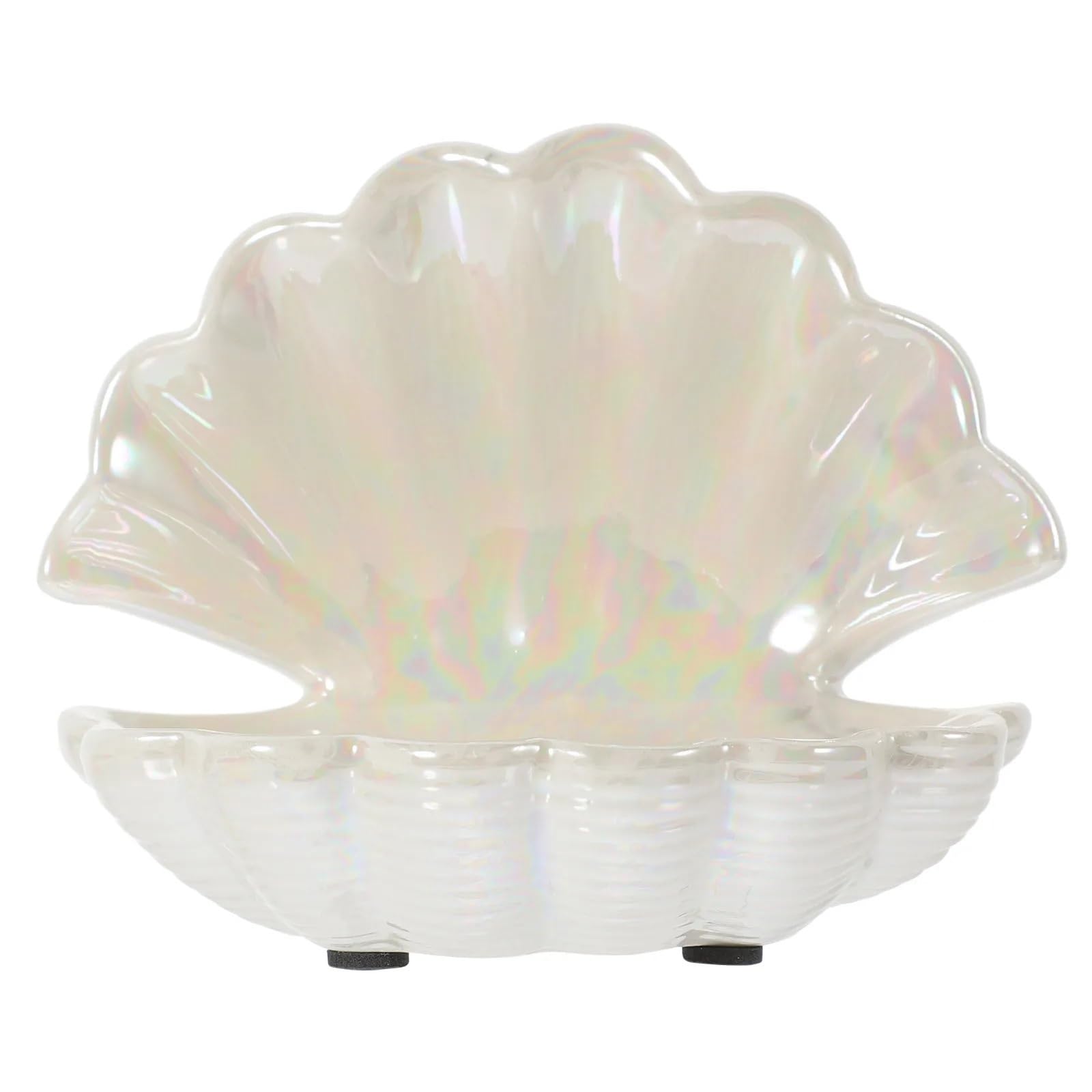 ZHSOAO Ceramic Shell Jewelry Dish Decorative Trinket Tray Key Bowl Ring Holder Desk Organizer Small for Jewelry(White)