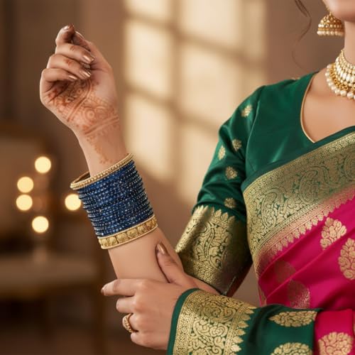 Image of SUNDRAM Raindrop Glass Bangles Set for Women & Girls, Transparent Crystal Kanch Ki Chudi for Wedding & Party, Set of 12