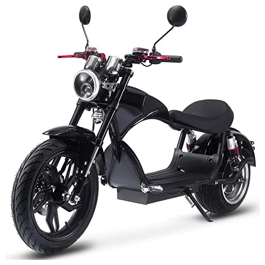 2500w Fat Tire Electric Scooter, Electric Motorcycle for Adults with Turning Lights, Remote Control Keys and Dual Suspension (Black)