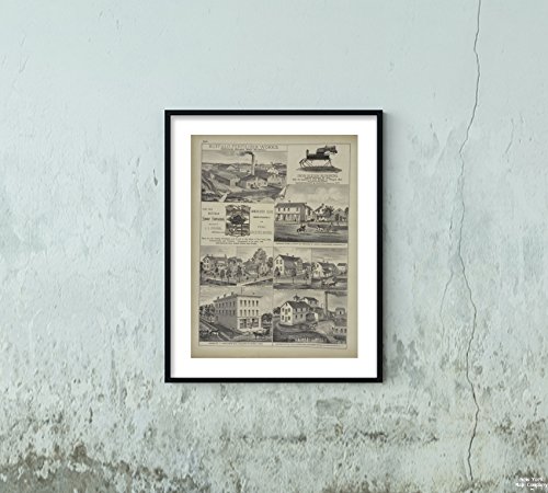 1880 Map of New York Buffalo Fertilizer Works, Babook Street, East Buffalo; Iron Sleigh Runners; Hardware Store Tin Shop and Residence of Joseph Kronenberg, N.Y; Res. of John Eshelman ; Res. of A.