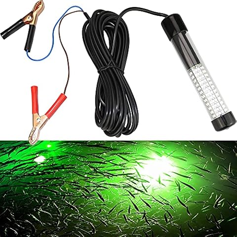 Lightingsky 12V 14W 180 LEDs 1300 Lumens LED Submersible Fishing Light Underwater Fish Finder Lamp with 5m Cord (Green) Cover