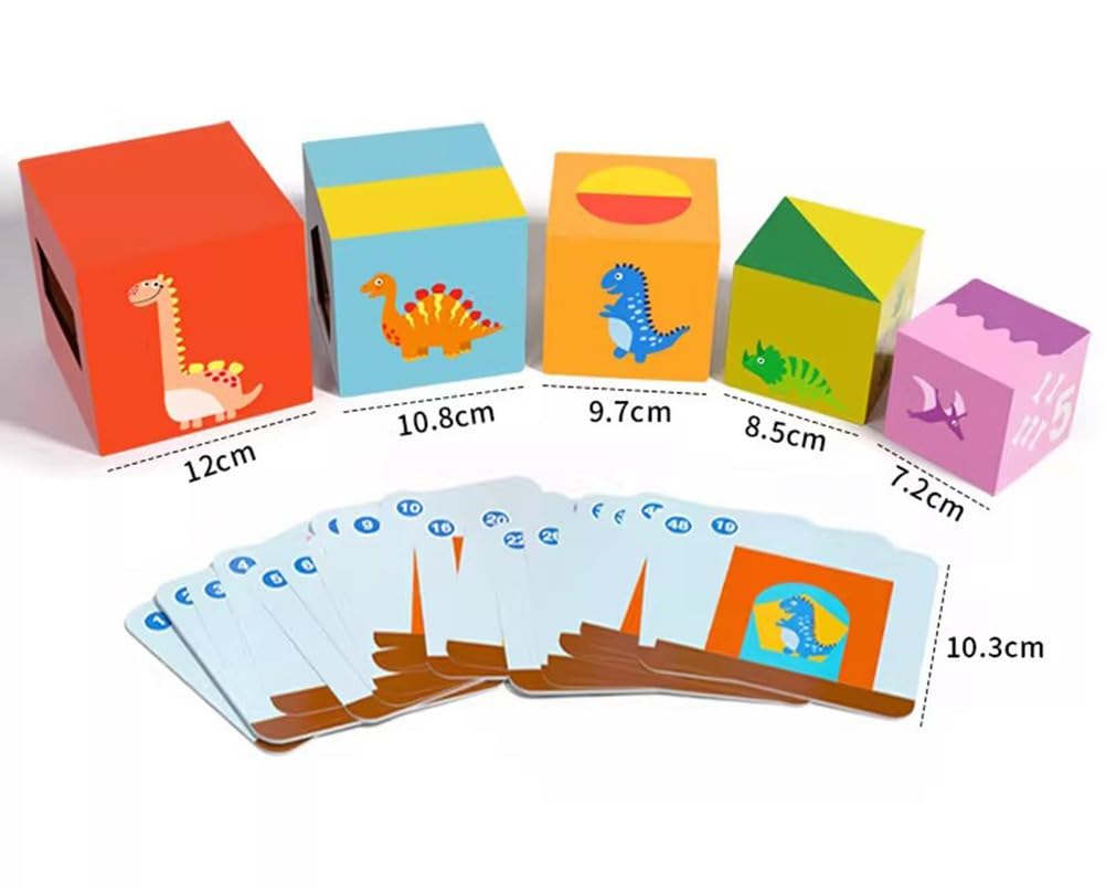Montessori Drewniane pudełko z motywem dinozaura, zestaw puzzli dla dzieci
