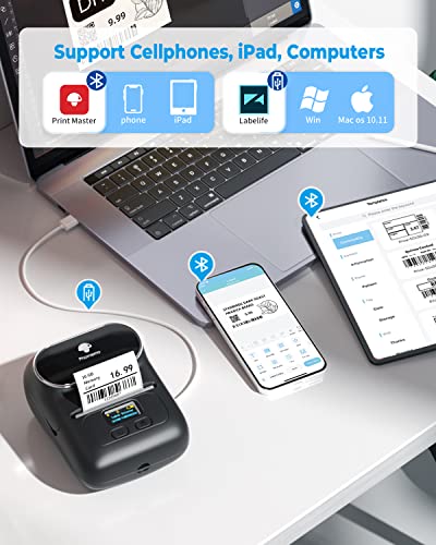 image for Phomemo M110 Portable Wireless Thermal Label Printer, Bluetooth Label 