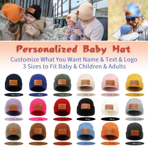 Custom Toddler Baby Beanies,Mama Mini Matching Hats,Personalized Baby Knit Hats,Winter Warm Beanies for Infants Kids Adults2