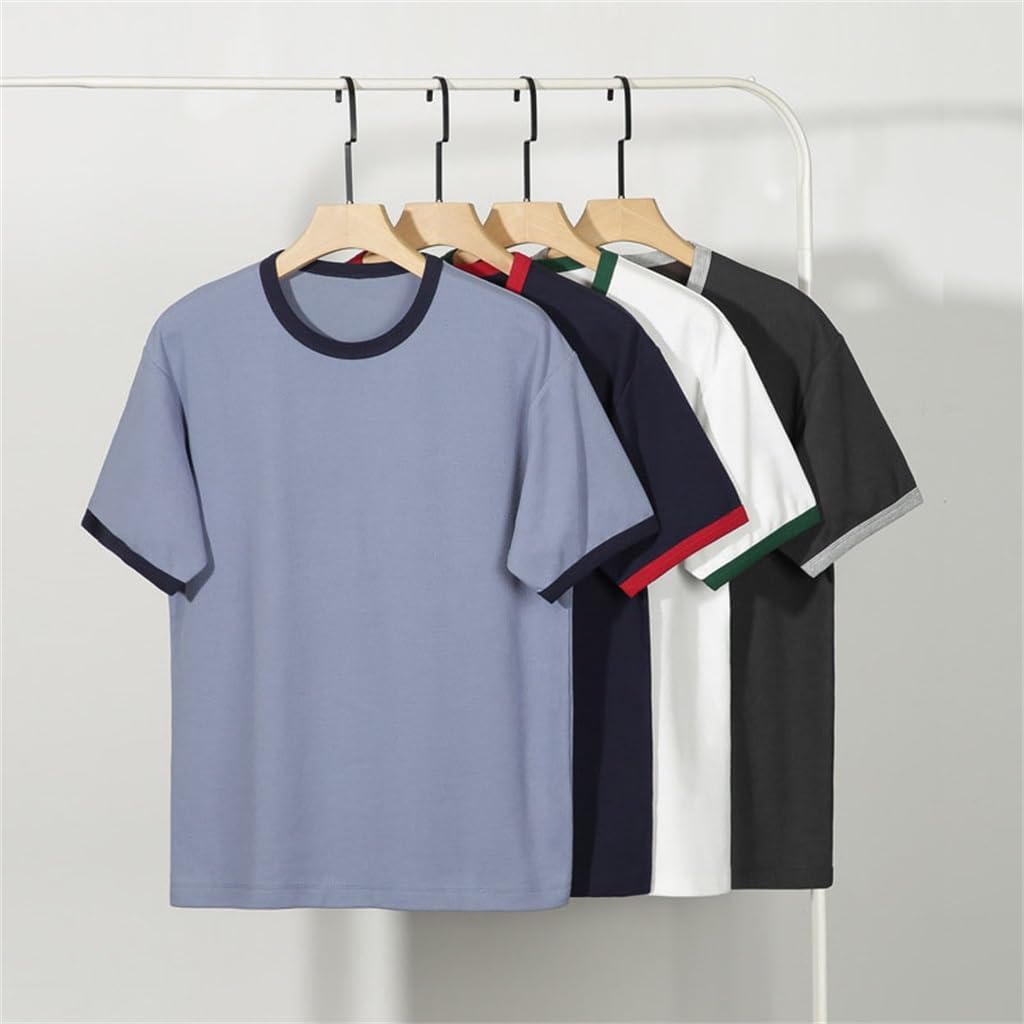 Shoulder Loose Contrast T-Shirt Casual TopSleeve Short Sleeve
