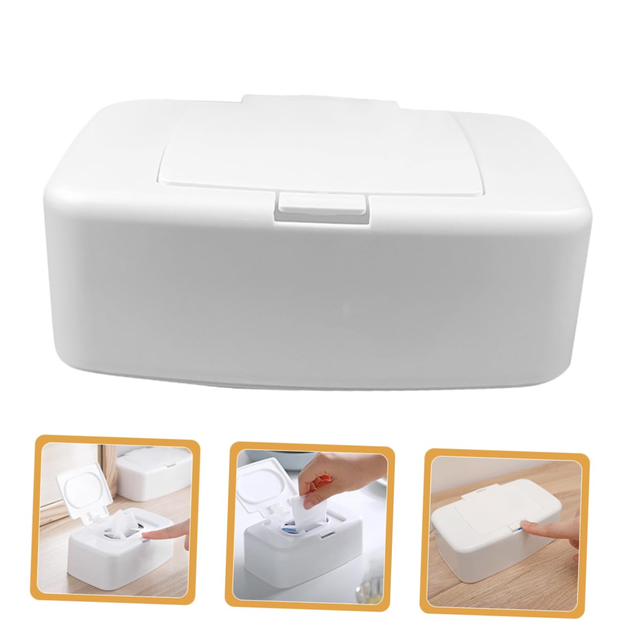 LABRIMP Dispensador Portátil de Toallitas Húmedas Fácil de Limpiar y Ligero Blanco de Plástico Pp 4 Unidades en Diseño Simple para Dormitorio y Coche