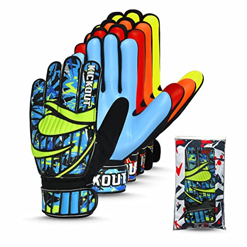 Kickout Premium Soccer Goalie Gloves | Funky Goalkeeper Gloves With 3Mm Latex For Super Grip & Protection | Adults, Kids, Boys Glove For Football Goalie #TOP7