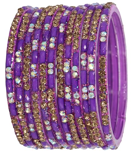Purple Stone Glass Bangles Kaanch ki Choodiyan