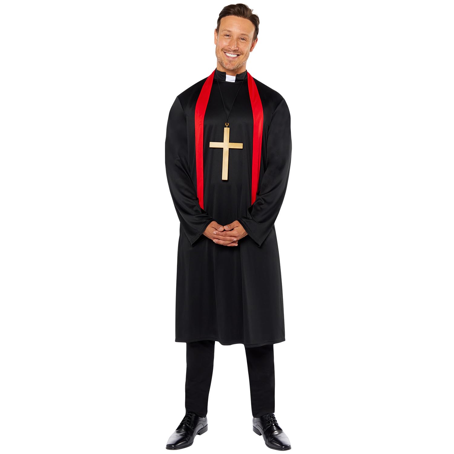 amscan 9918334 Men's Vicar Robe & Scarf Adults Fancy Dress Costume (Chest size: 42")