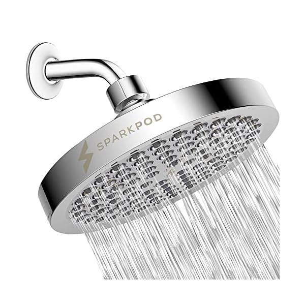 SparkPod Fixed Shower Head - High Pressure Rain - Luxury Modern Chrome Look - Easy Tool Free Installation - The Perfect…