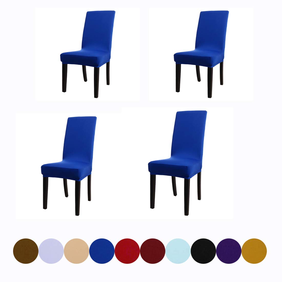 MAIKEHOME Chair Covers for Dining Chairs 4 Protector Chair Slipcovers Stretchy Spandex Removable Washable for Hotel Dining Room Kitchen Bar Dining Restaurant Wedding Party Decor (Blue)