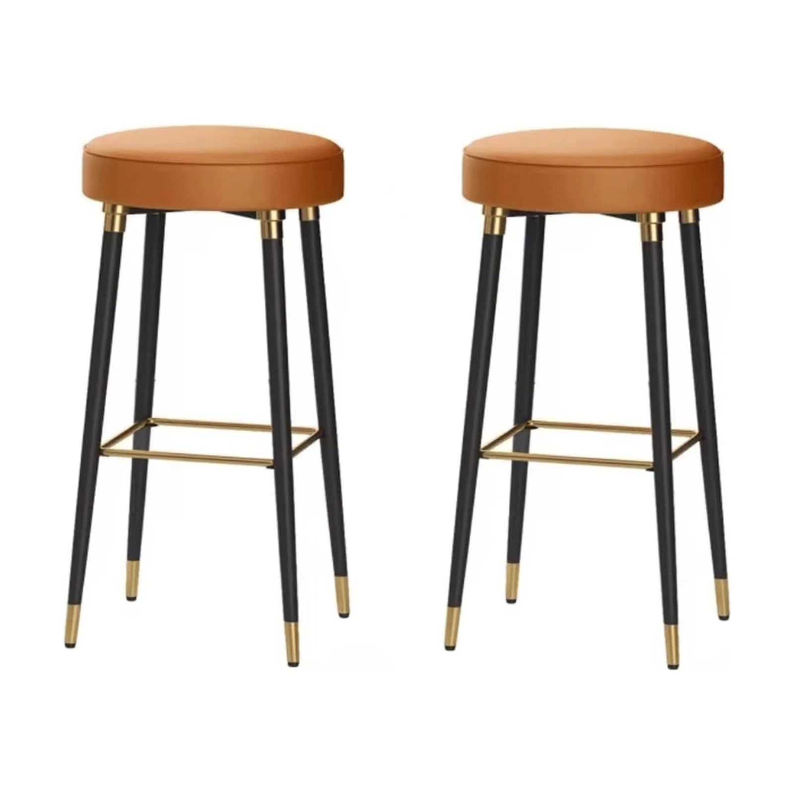 Tabouret de bar lot de 2 avec repose-pieds carré et assise ronde cuir pour îlot de cuisine et pub