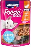 Vitakraft Poésie Délice, Junior, Nassfutter Katze, Katzennassfutter in Sauce, mit Pute, Vorratspackung, für junge Katzen, ohne Zusatz von Zucker und Getreide (23x 85g)