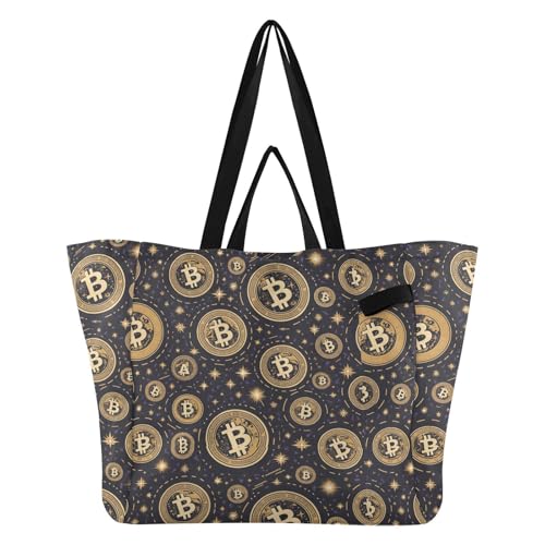 Wudan Bolsas de lona grandes y resistentes para la cocina, bolsas de compras para mujeres, regalos de despedida de soltera, logotipos de Bitcoins