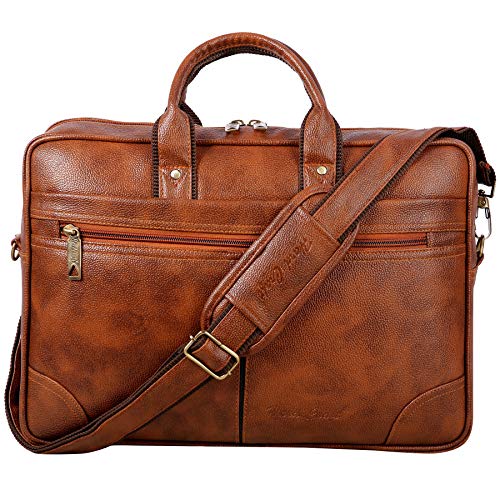 Hard Craft Vegan Leather Office Laptop Messenger and Shoulder Side Sling Hand Bag For Men Corporate Executive Briefcase Bag For Man Supports Laptop Upto 15.6 inches