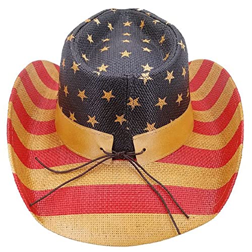 Image of SILVERFEVER Straw Cowboy Hat Cowgirl Hats Men Women Sun Hat Sombreros Vagueros Classic Western Accents Sombreros
